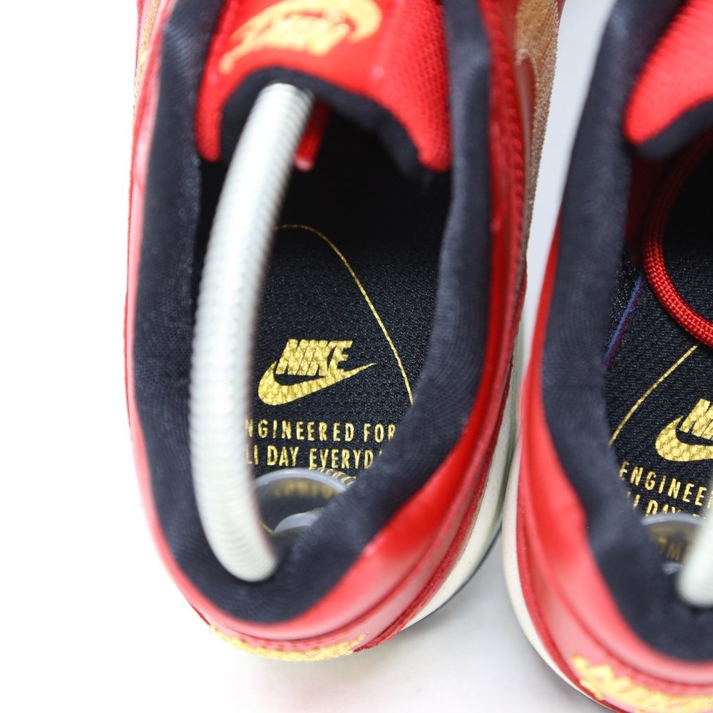 Nike Air Max 1 Womens Red Gold Sequin Leather 95 - Picture 9 of 11